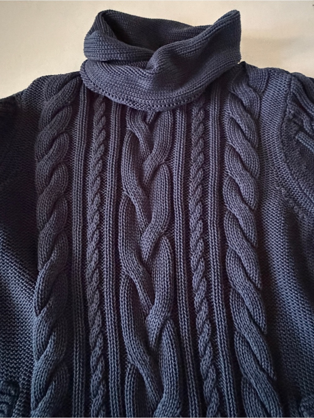 LL Bean Navy Cable Knit Turtleneck Sweater - Women’s XXL